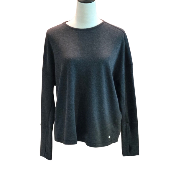 Backcountry Boxy Fit Long Sleeve Poly-Wool Gray Thermal Sweater Top Women's M - Picture 2 of 16